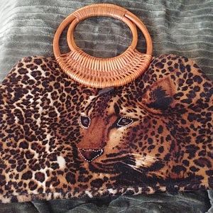 Unique lepeord design beaded clutch bag!!!!